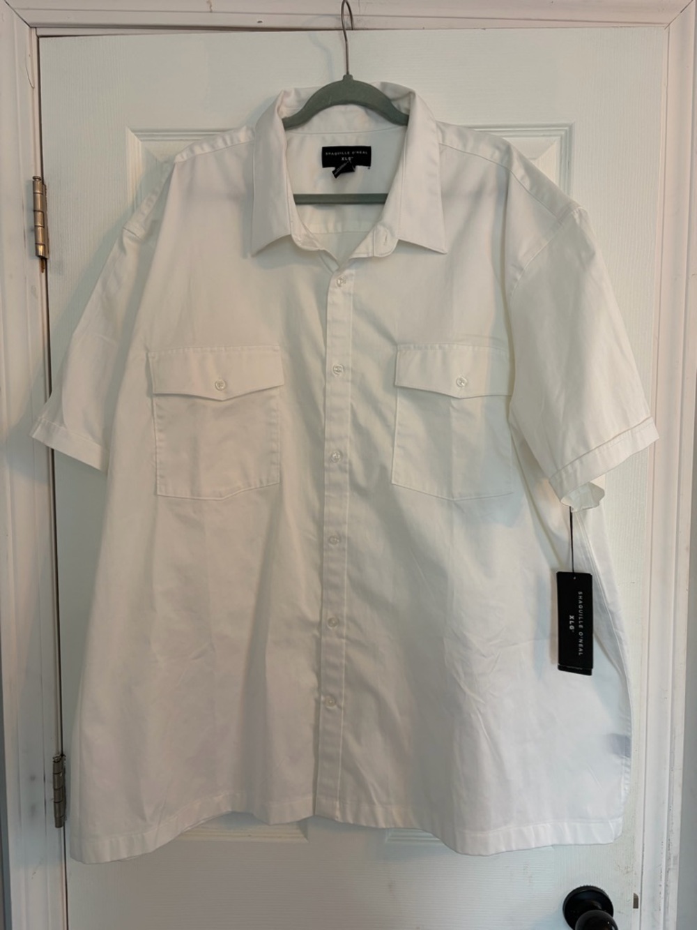 NWT Shaq Men's Big & Tall Short Sleeve Button-Down Shirt in White